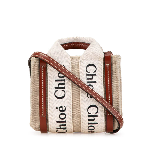 Chloé Mini Canvas Woody Satchel Brown