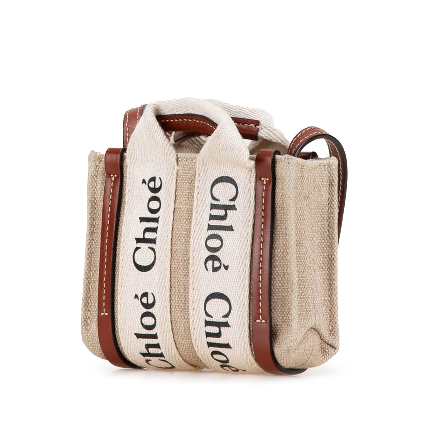 Chloé Mini Canvas Woody Satchel Brown