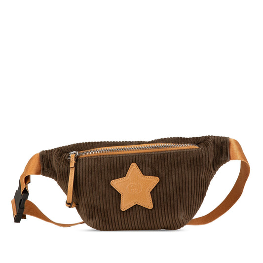 Gucci Corduroy Interlocking G Children's Star Belt Bag Brown
