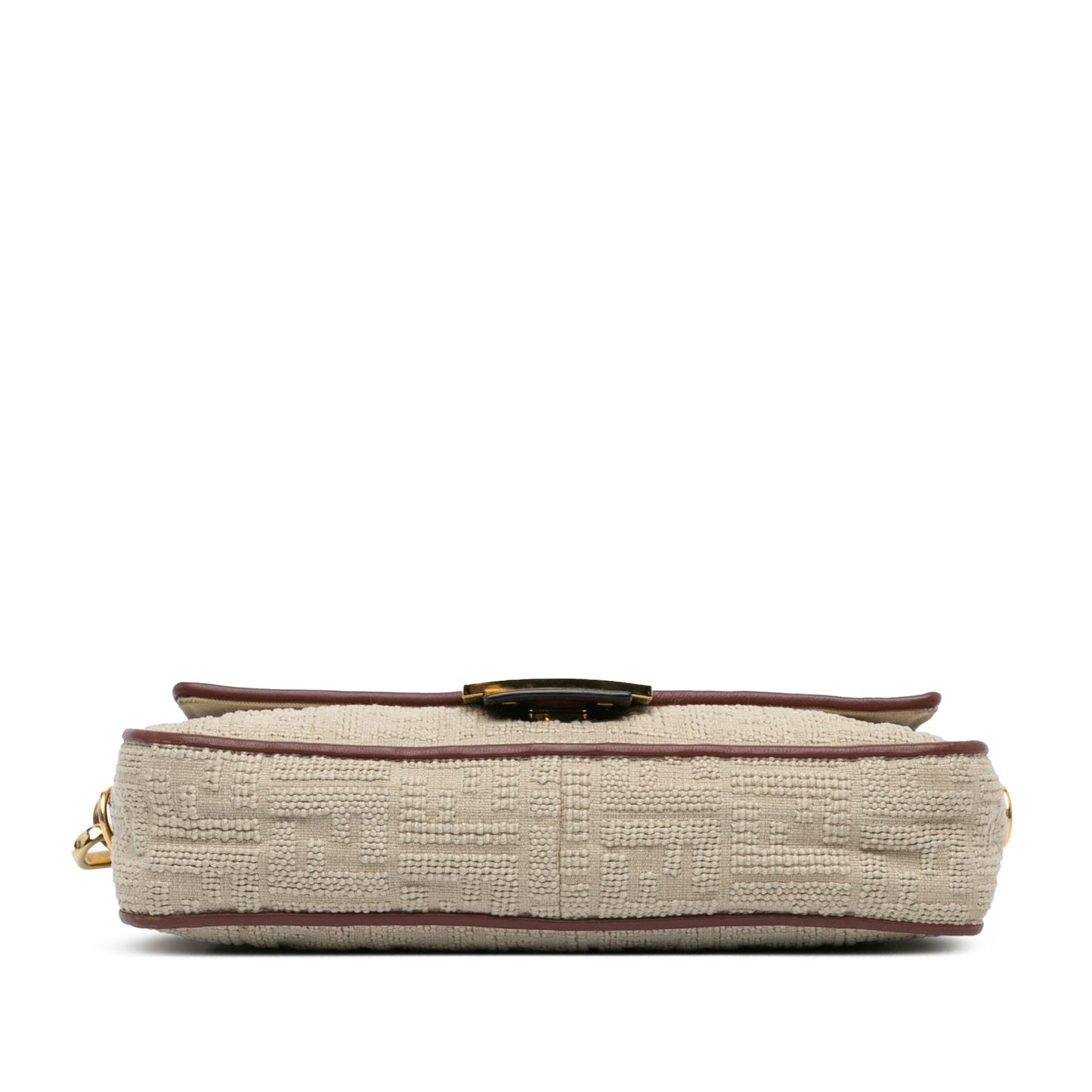 Fendi Zucca Embroidered Canvas Baguette Satchel Brown