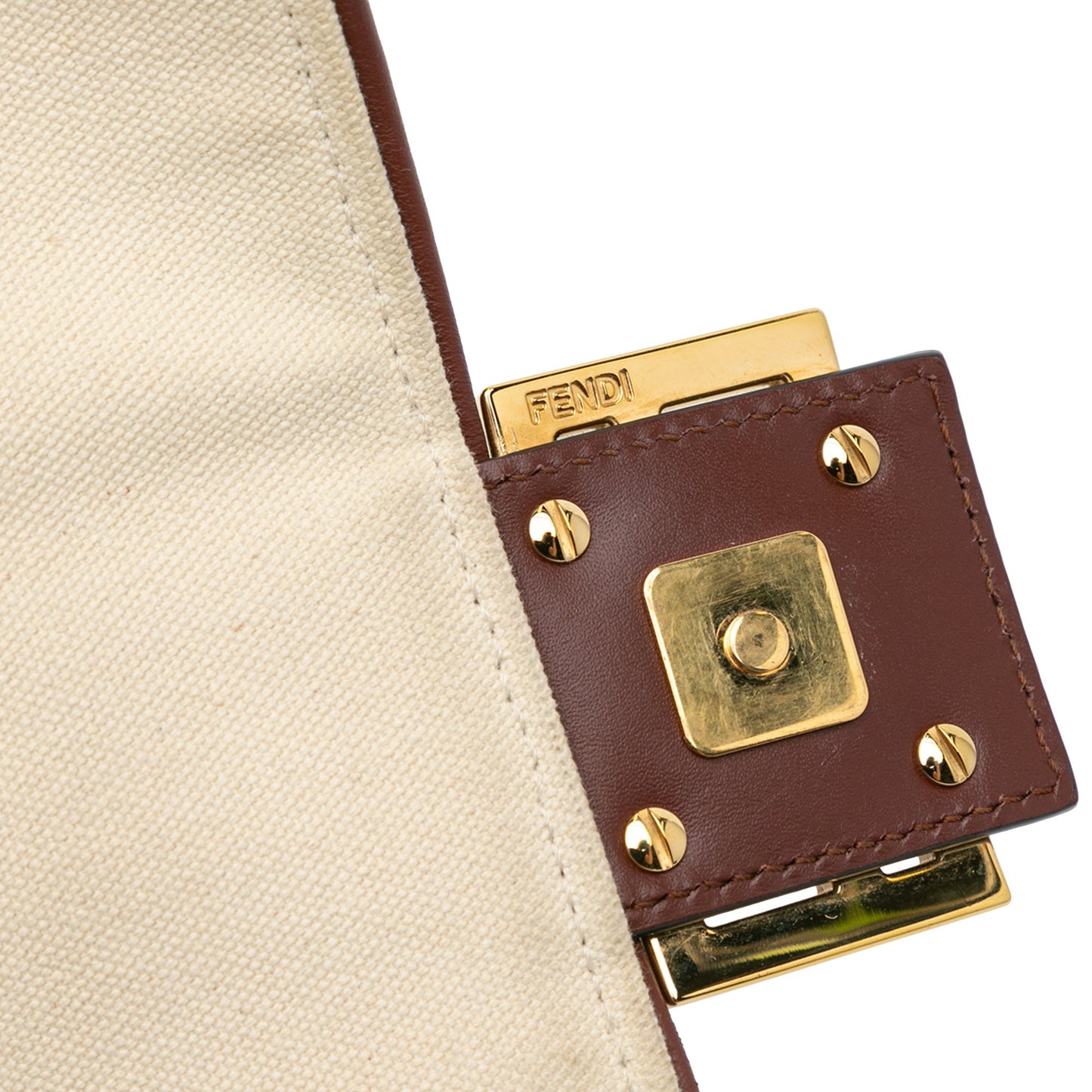 Fendi Zucca Embroidered Canvas Baguette Satchel Brown