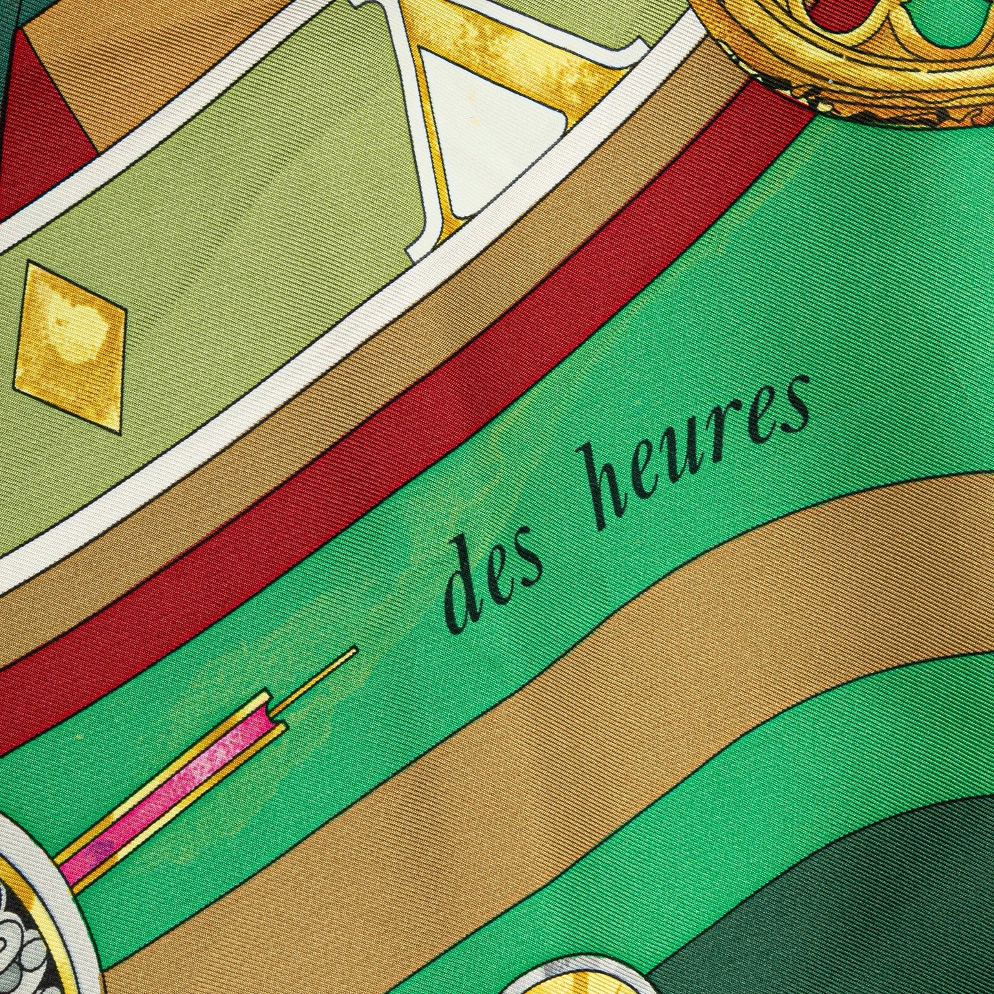 Sattars Parmi les Fleurs Je Compte les Heures Silk Scarf Green