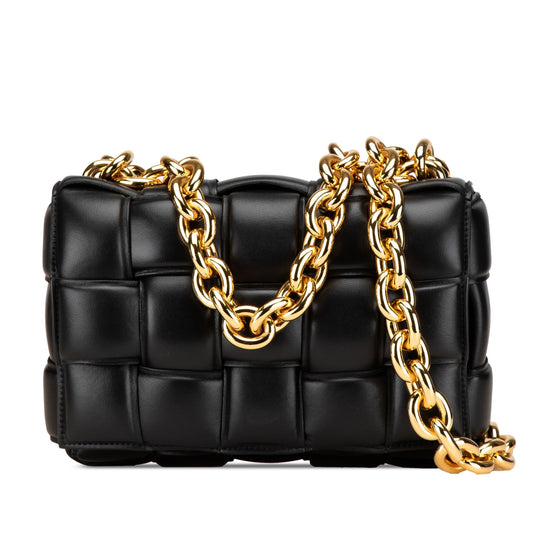 Bottega Veneta Nappa Intrecciato Padded Chain Cassette Satchel Black