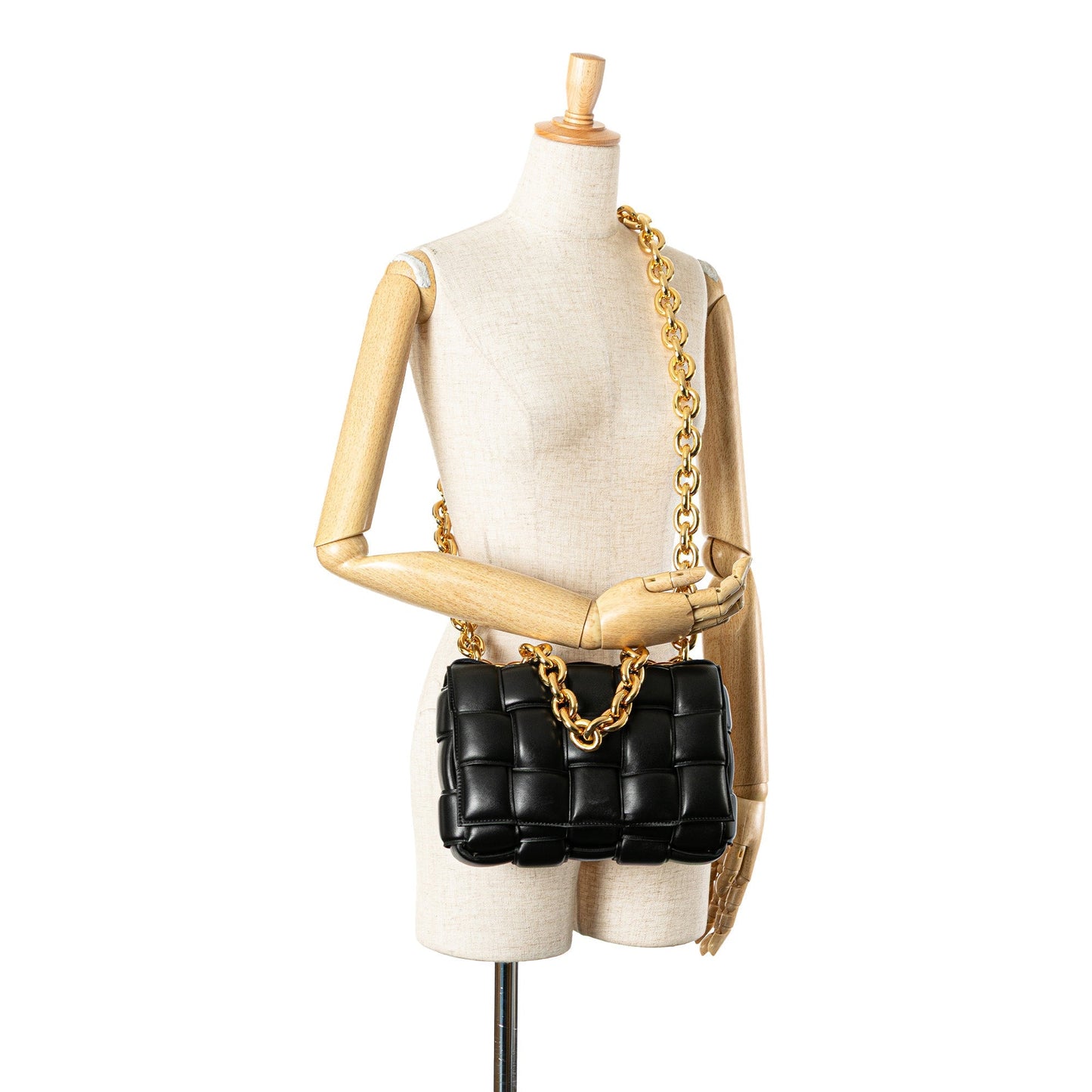 Bottega Veneta Nappa Intrecciato Padded Chain Cassette Satchel Black