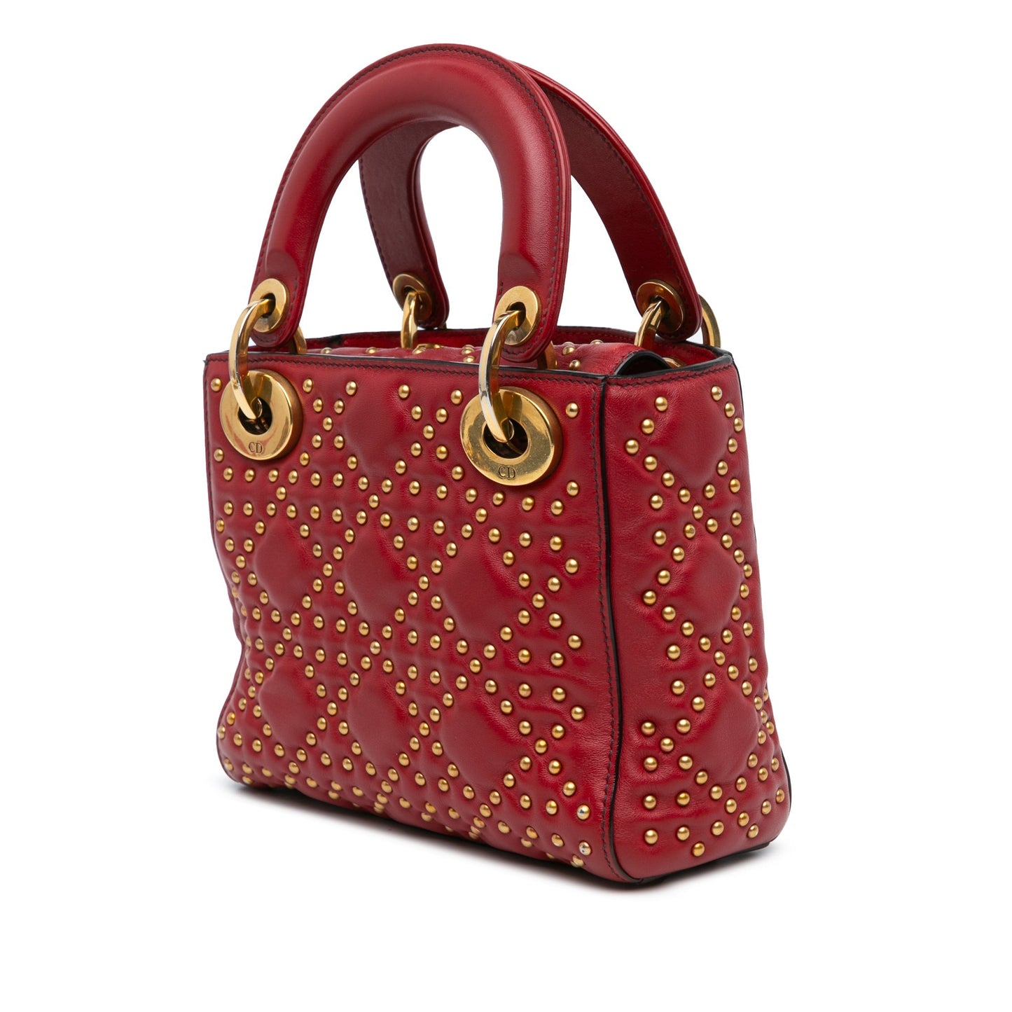 Dior Mini Lambskin Cannage Studded Supple Lady Dior Red