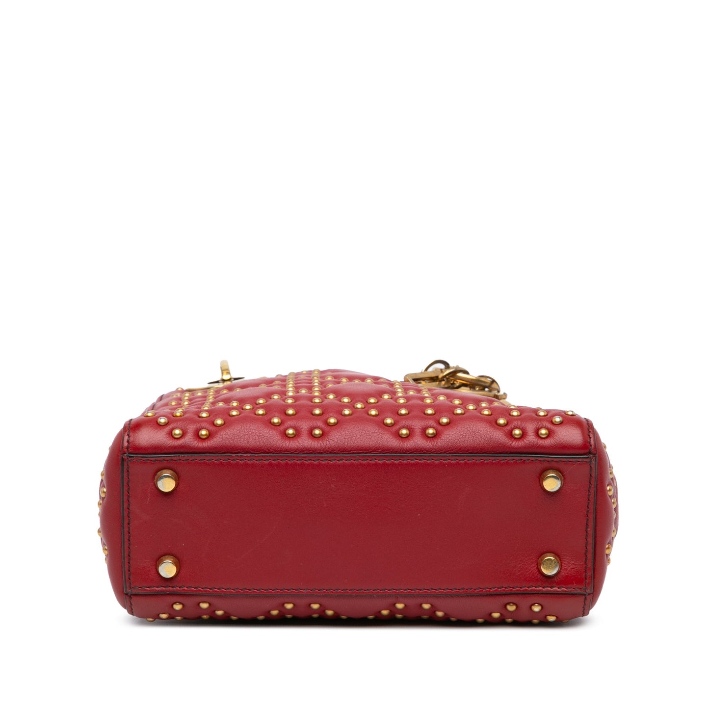 Dior Mini Lambskin Cannage Studded Supple Lady Dior Red