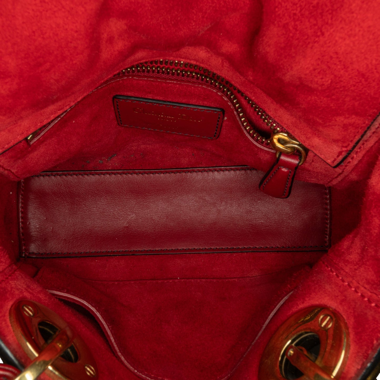 Dior Mini Lambskin Cannage Studded Supple Lady Dior Red