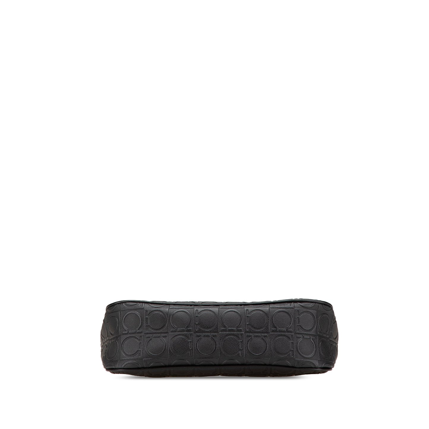 Ferragamo Gancini Embossed Leather Shoulder Bag Black