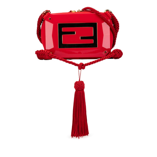Fendi Mini FF PVC Satin Tassel Crossbody Red