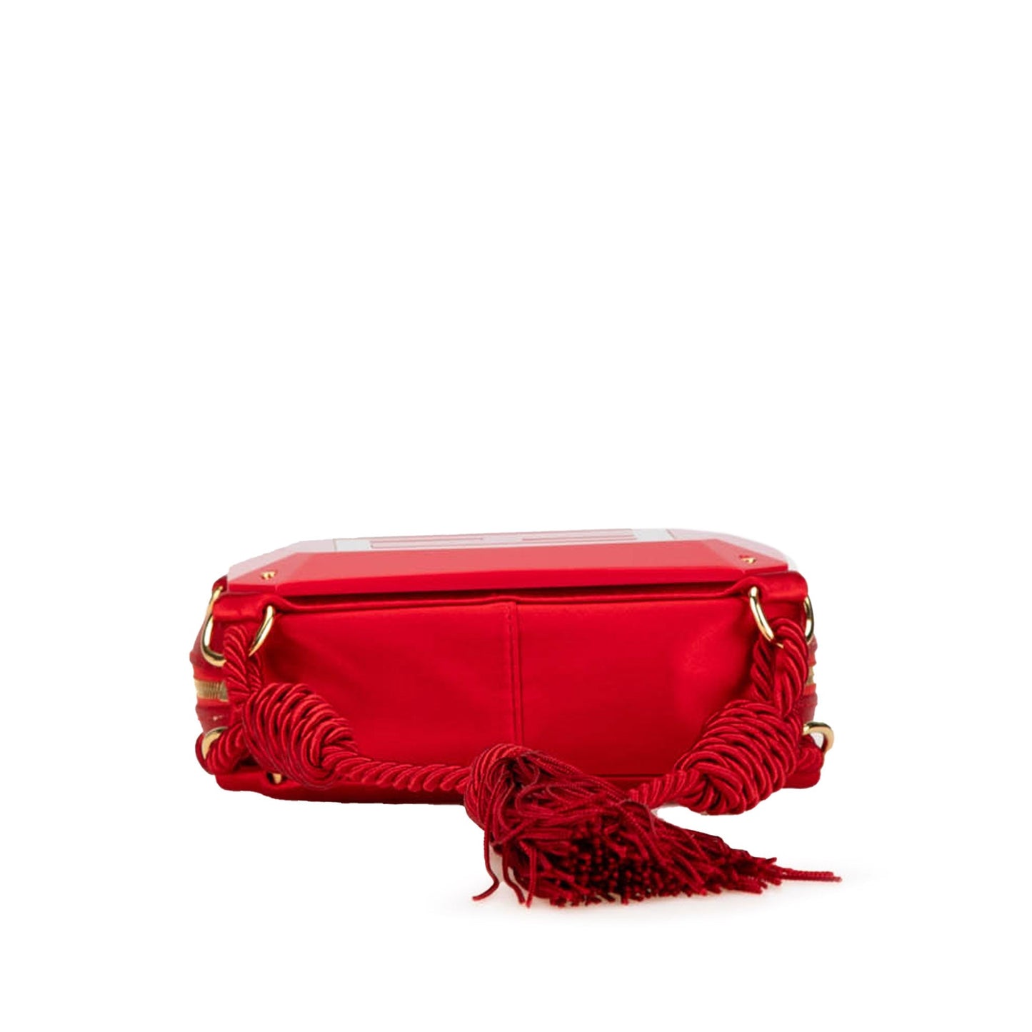 Fendi Mini FF PVC Satin Tassel Crossbody Red