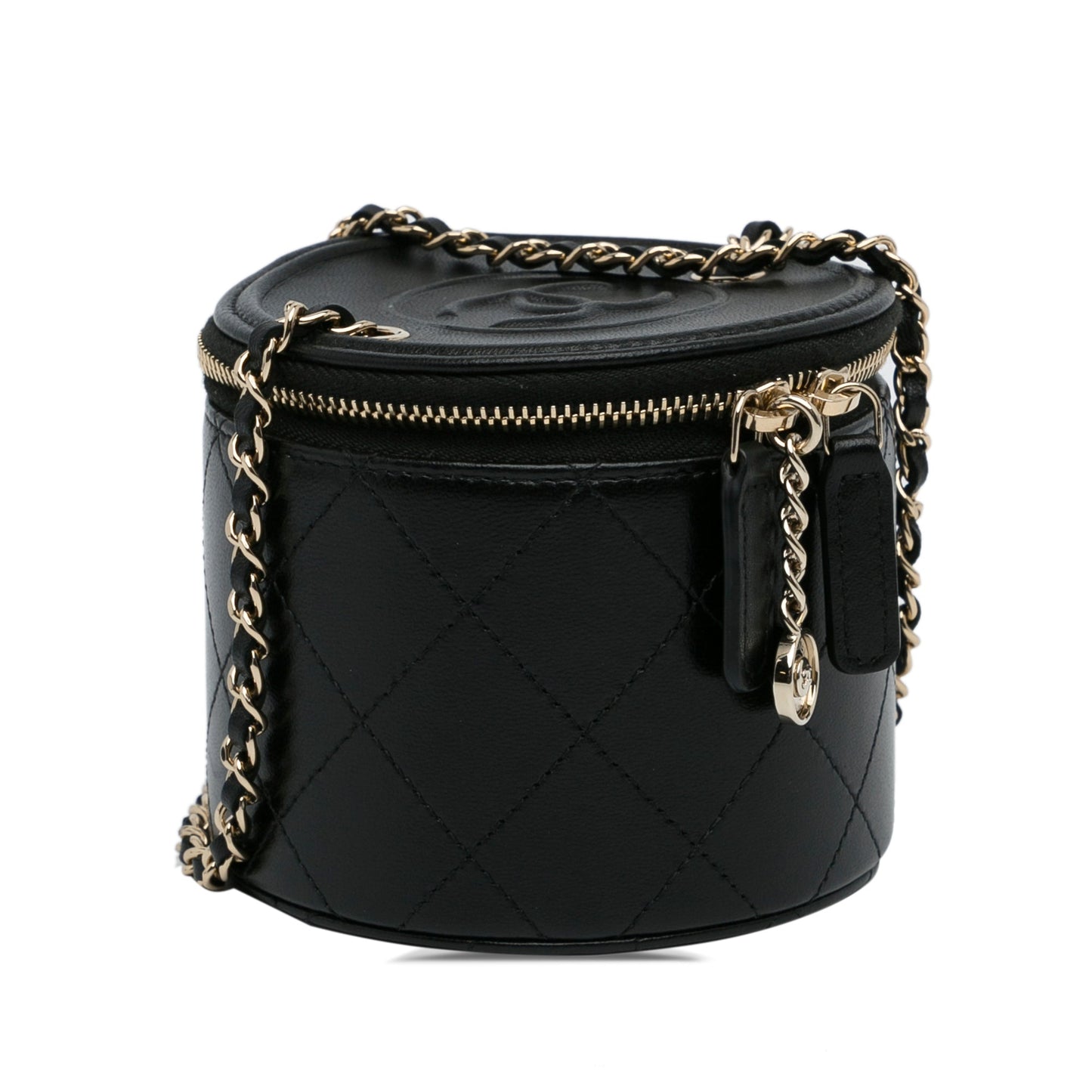 Chanel Mini CC Round Chain Vanity Bag Black