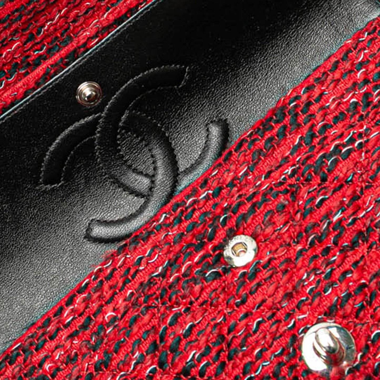 Chanel Medium Tweed Braided Charms Double Flap Red