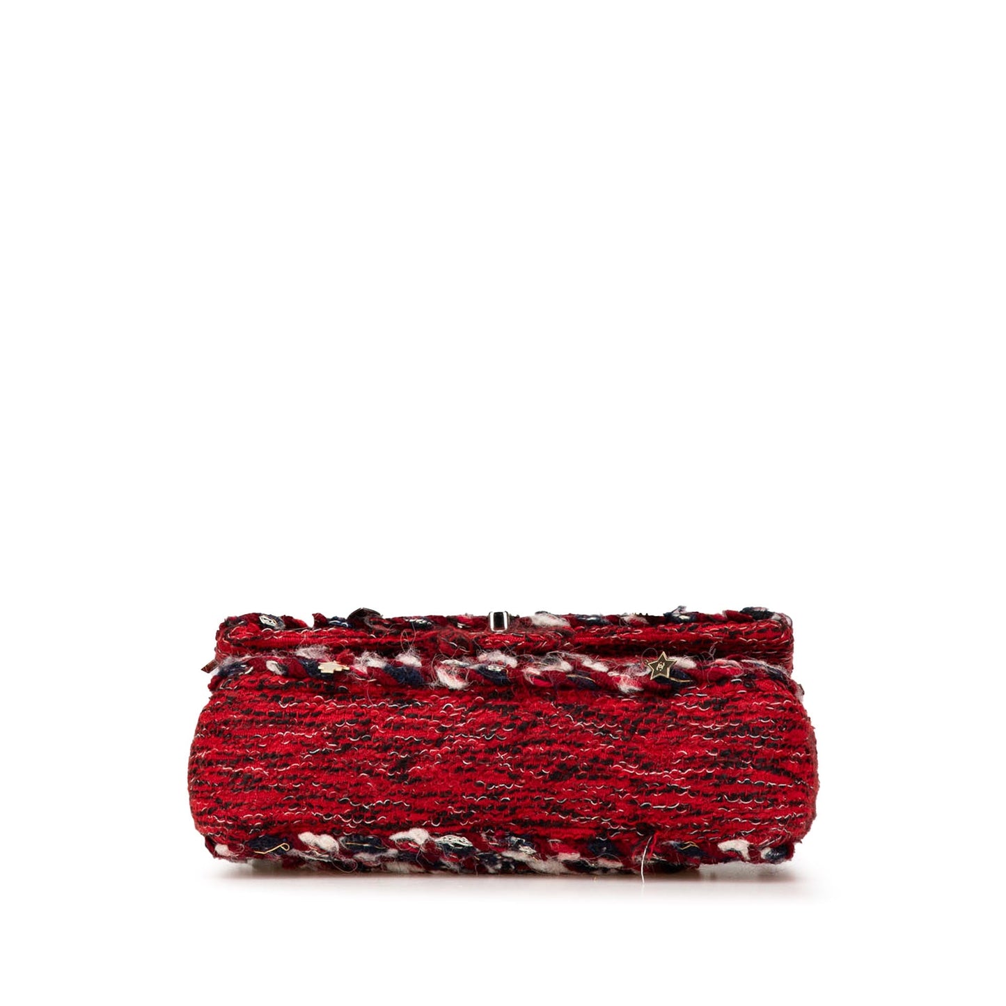 Chanel Medium Tweed Braided Charms Double Flap Red