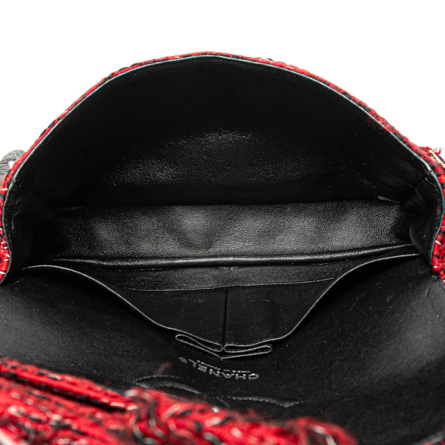 Chanel Medium Tweed Braided Charms Double Flap Red