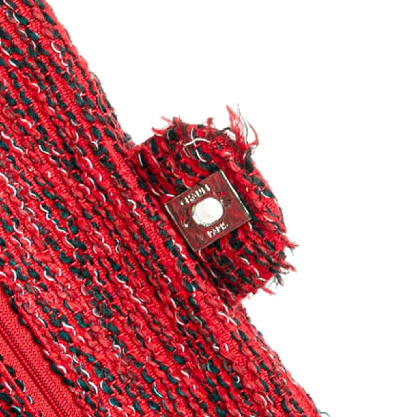 Chanel Medium Tweed Braided Charms Double Flap Red