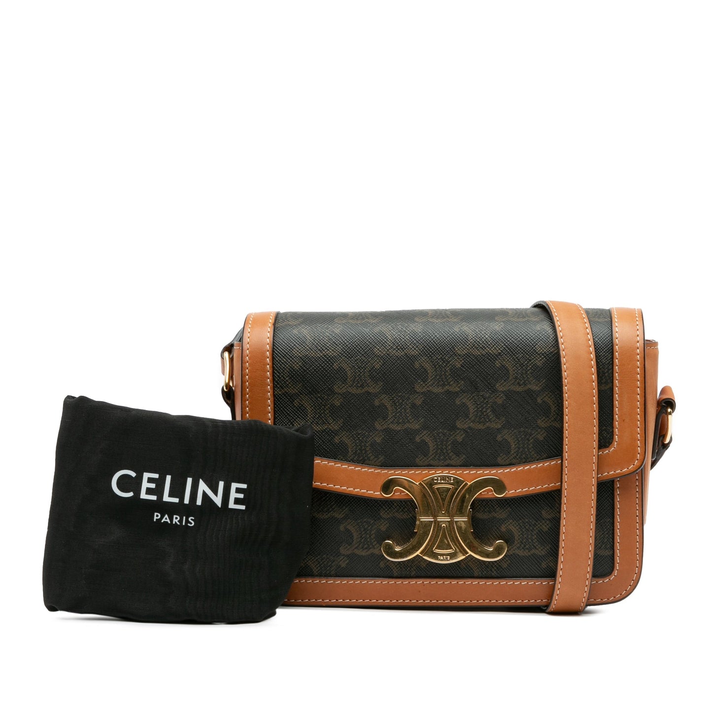 Celine Teen Coated Canvas Triomphe Crossbody Brown
