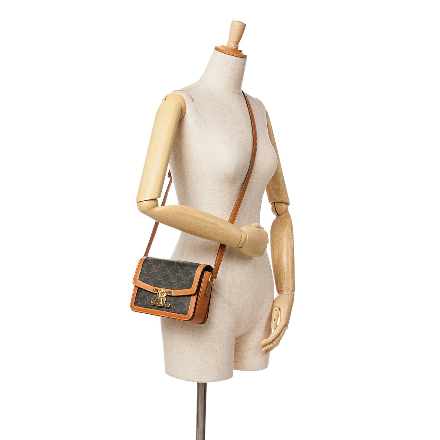 Celine Teen Coated Canvas Triomphe Crossbody Brown