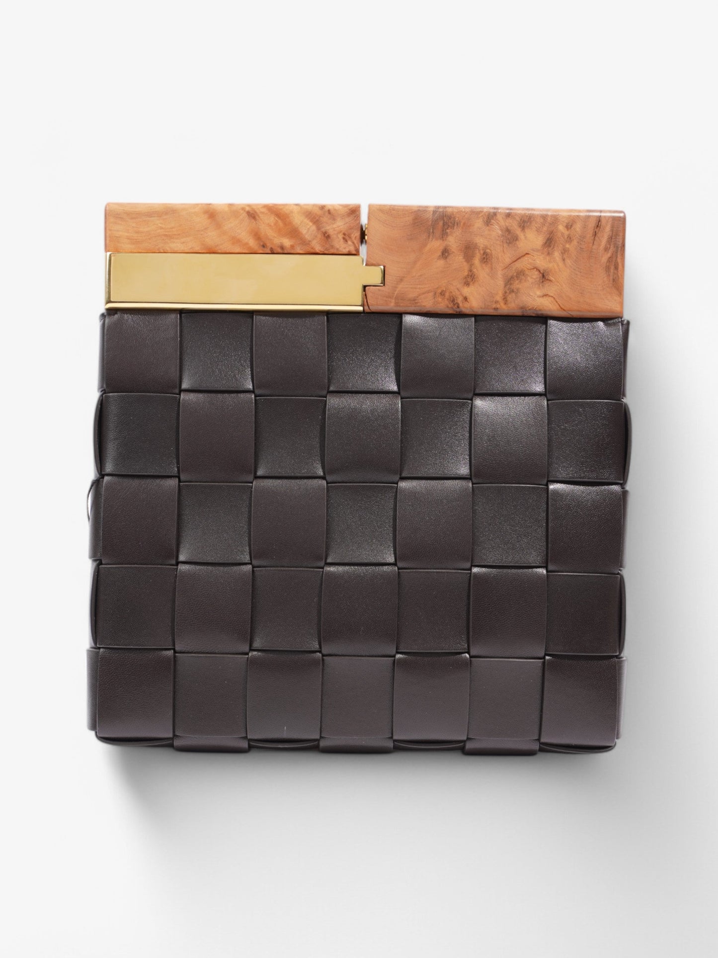 Bottega Veneta Snap Clutch Brown Leather