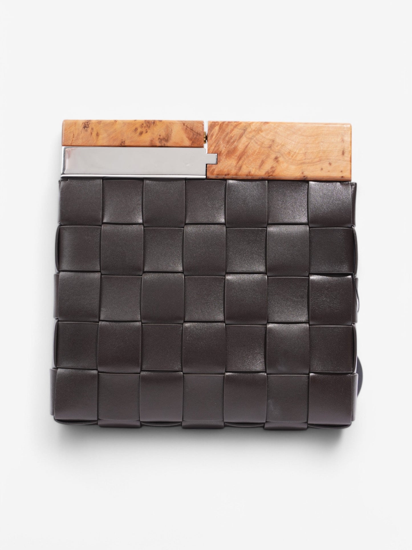 Bottega Veneta Snap Clutch Brown Leather