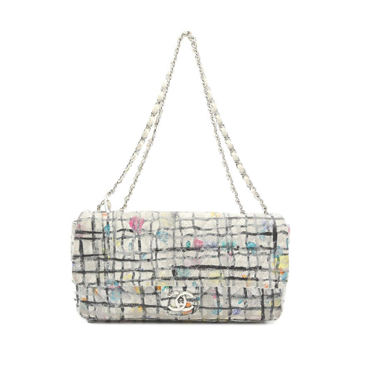 Chanel Medium Calfskin Hand Painted Graffiti Flap White