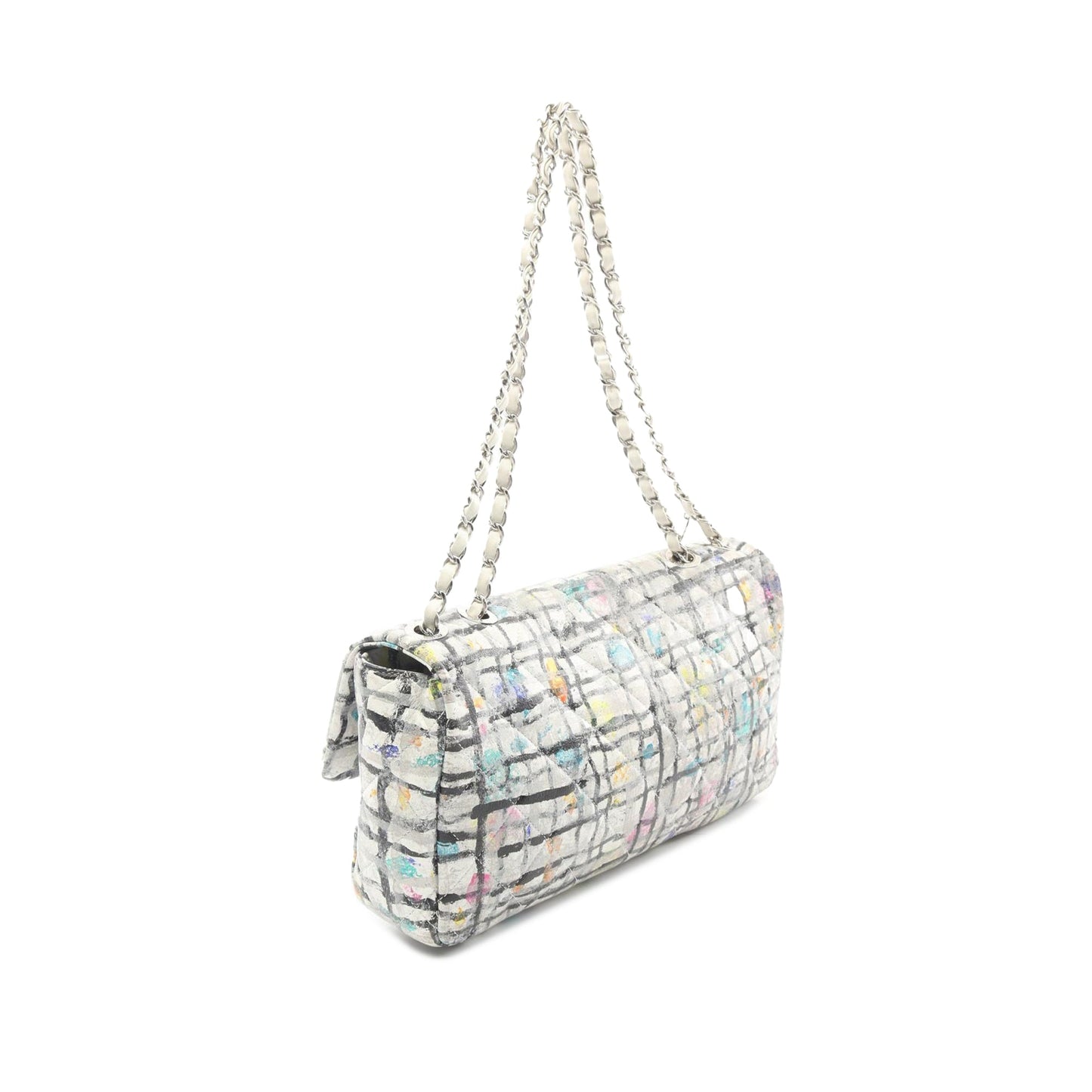 Chanel Medium Calfskin Hand Painted Graffiti Flap White