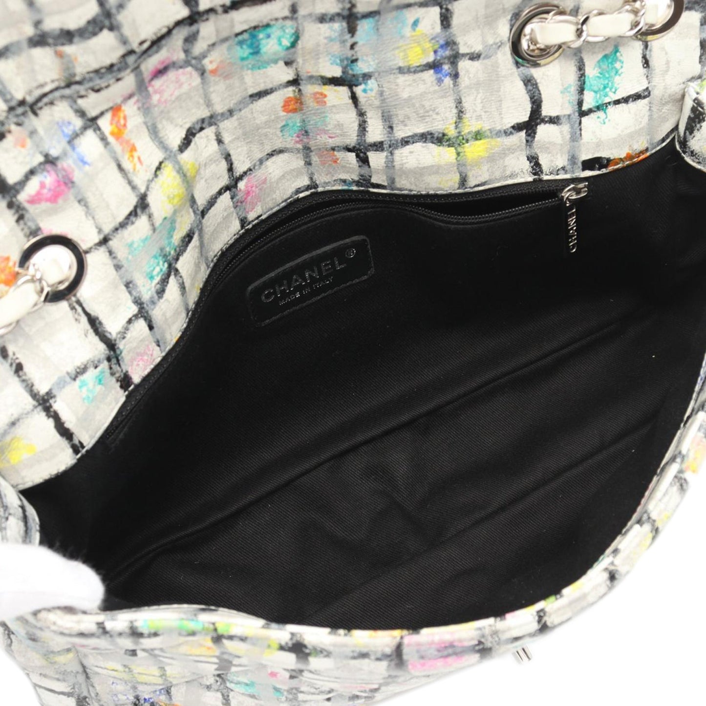 Chanel Medium Calfskin Hand Painted Graffiti Flap White