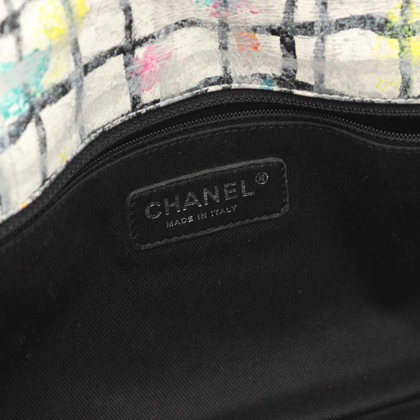 Chanel Medium Calfskin Hand Painted Graffiti Flap White