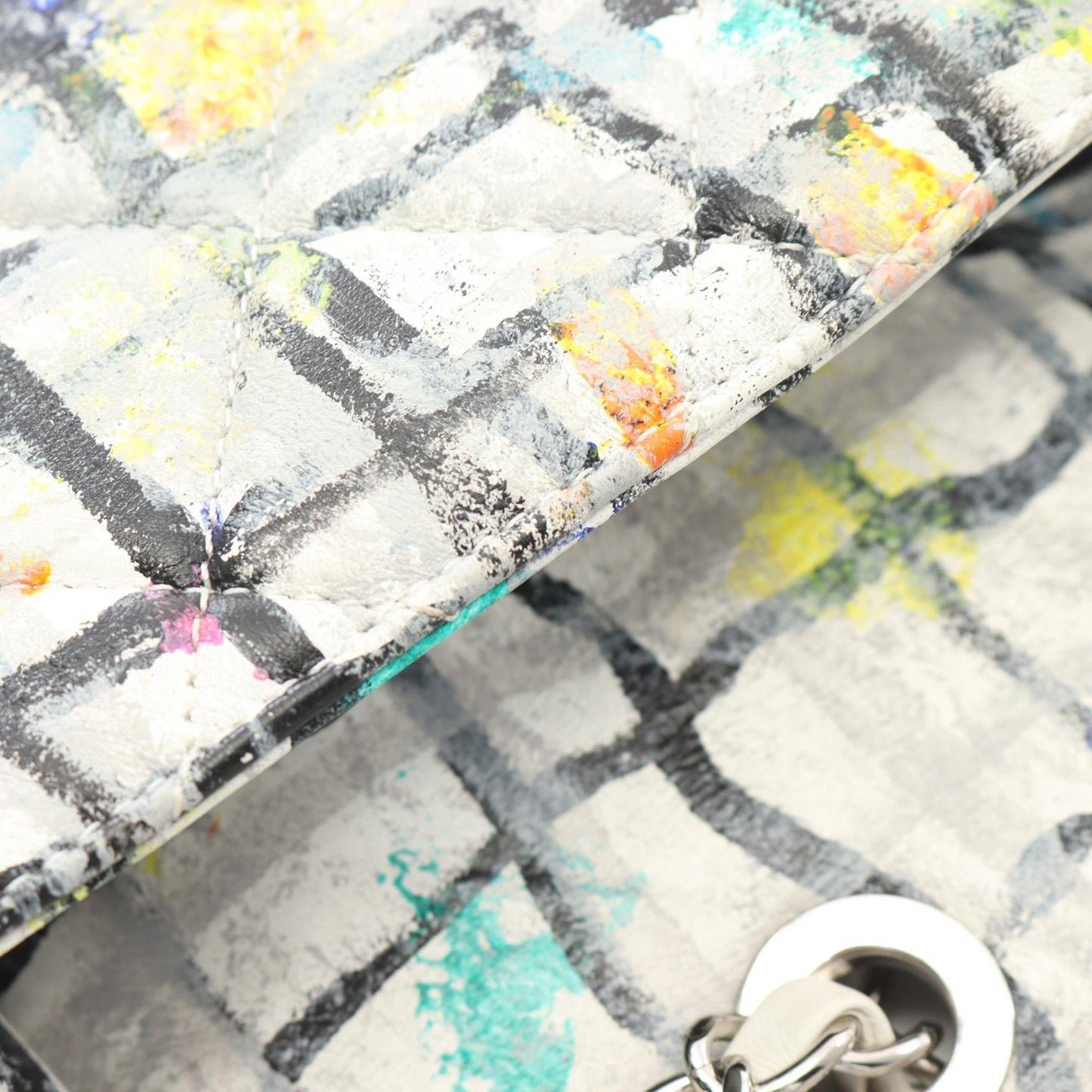 Chanel Medium Calfskin Hand Painted Graffiti Flap White