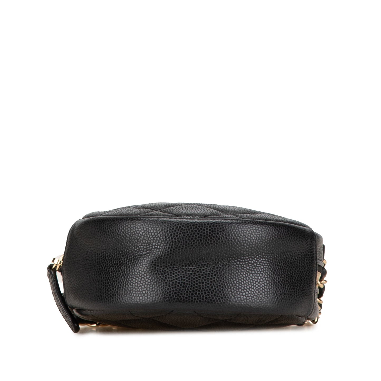 Chanel CC Quilted Caviar Round Clutch With Chain Black