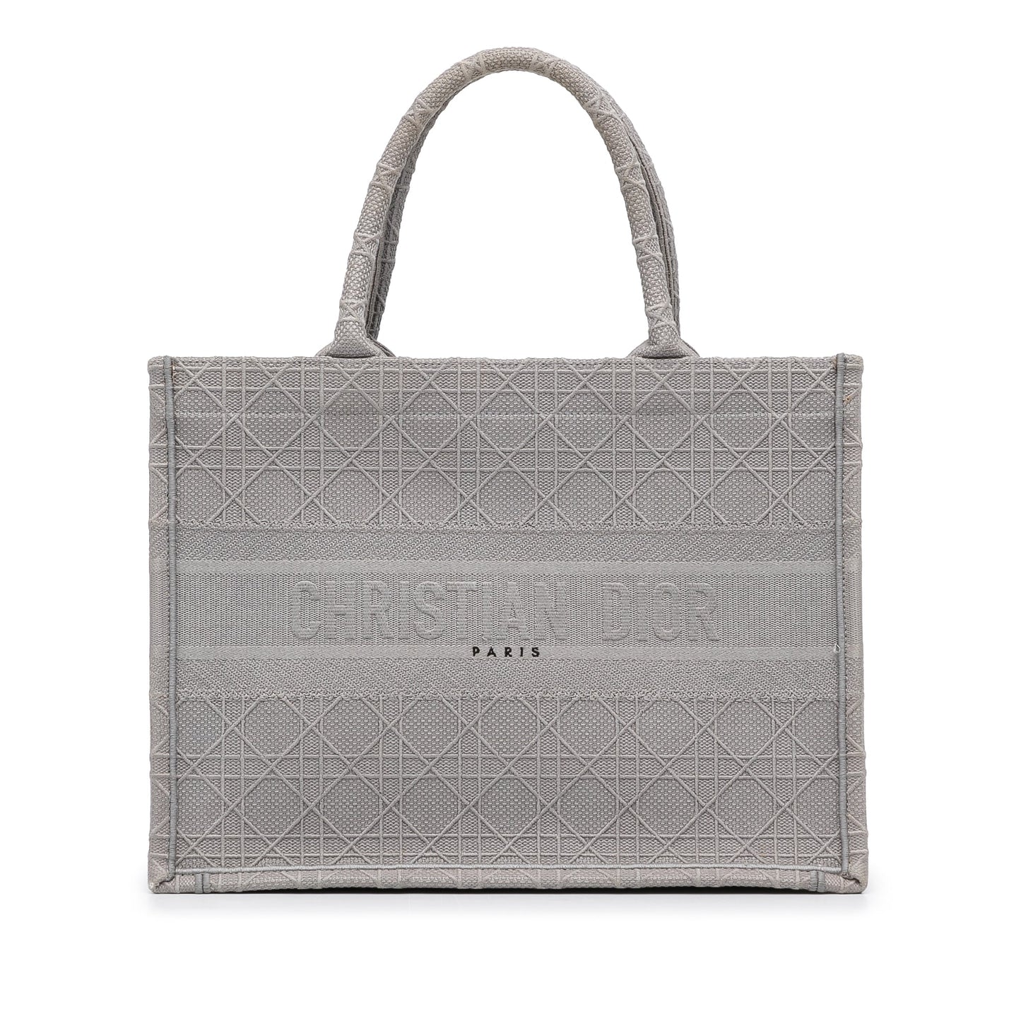 Dior Medium Cannage Embroidered Book Tote Gray