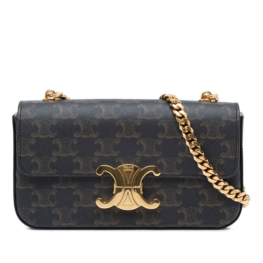 Celine Triomphe Coated Canvas Claude Chain Shoulder Bag Brown