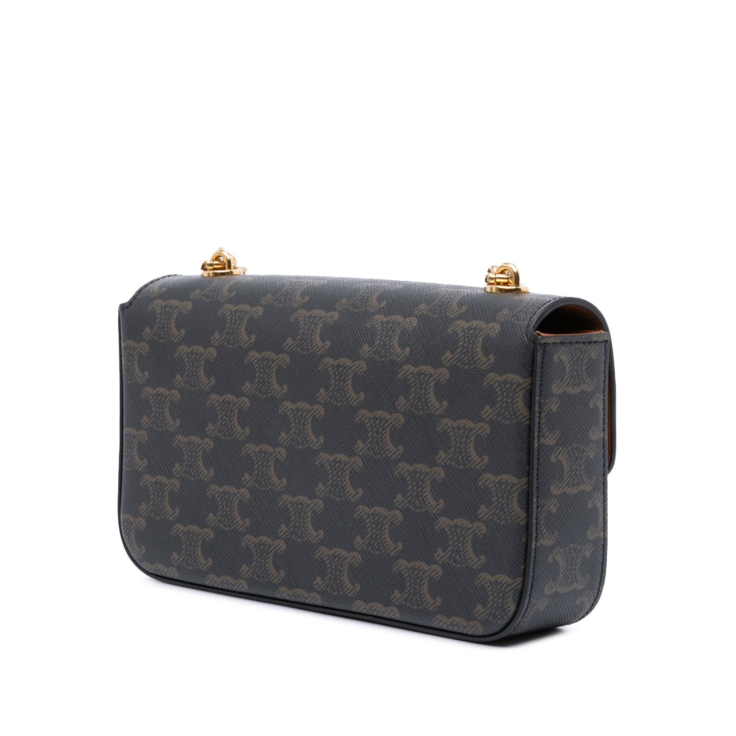 Celine Triomphe Coated Canvas Claude Chain Shoulder Bag Brown