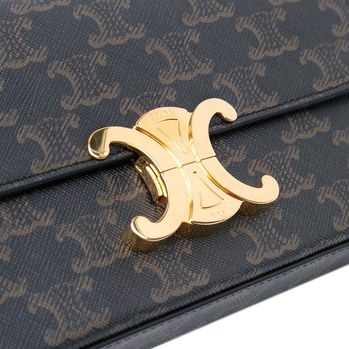 Celine Triomphe Coated Canvas Claude Chain Shoulder Bag Brown