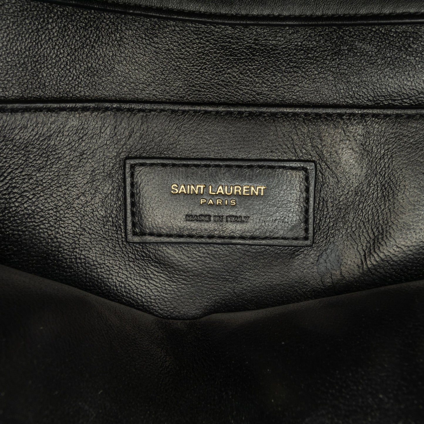 Saint Laurent Medium Lambskin Chevron Monogram Sulpice Bag Black