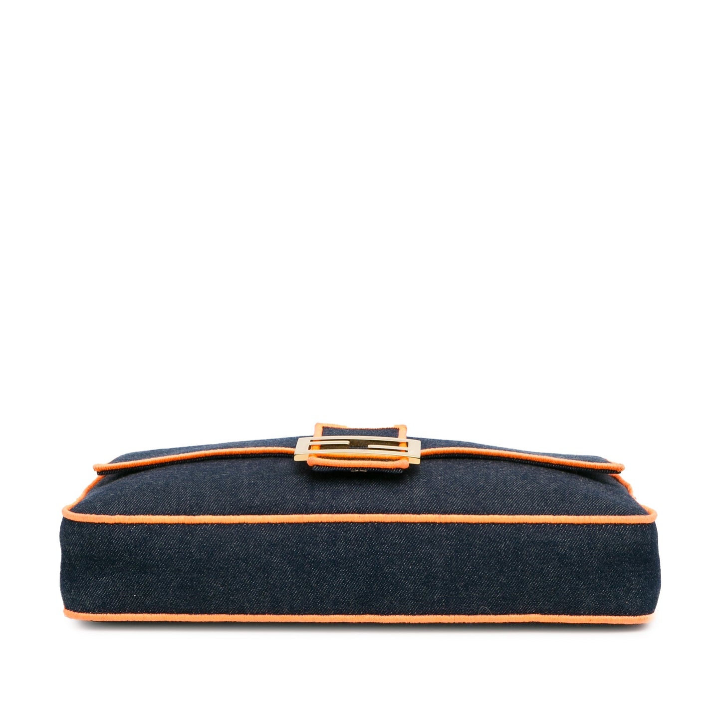 Fendi Large Denim Baguette Satchel Blue