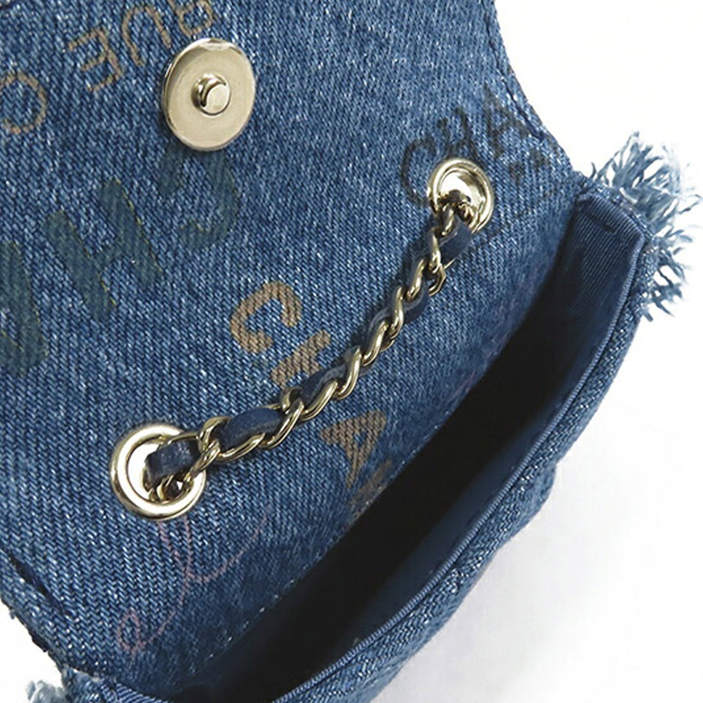 Chanel Mini Denim Mood Clutch with Chain Blue
