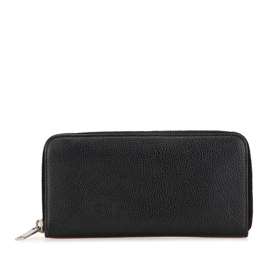 Saint Laurent Leather Zip Around Long Wallet Black