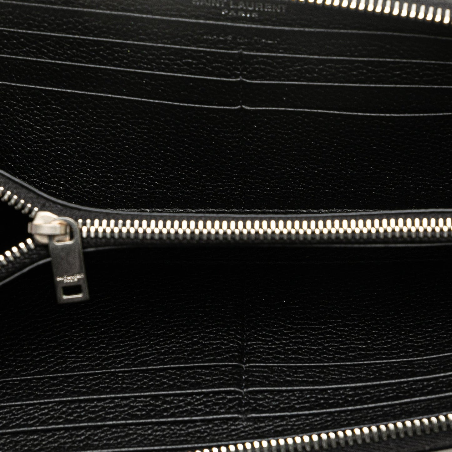 Saint Laurent Leather Zip Around Long Wallet Black