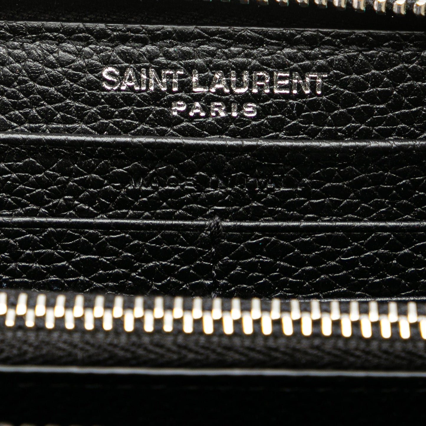 Saint Laurent Leather Zip Around Long Wallet Black