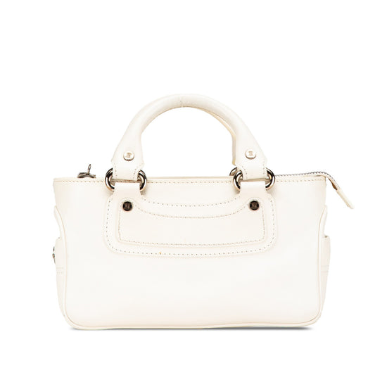 Celine Mini Leather Boogie Handbag White