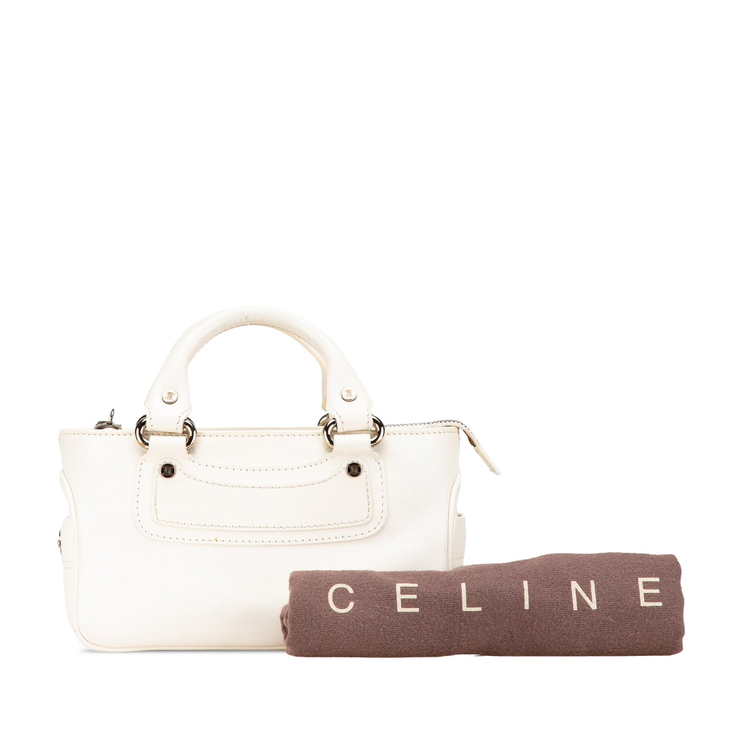 Celine Mini Leather Boogie Handbag White