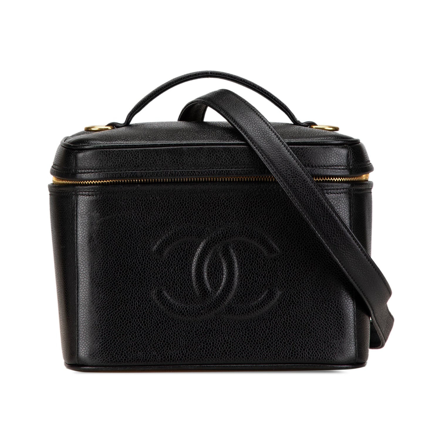 Chanel CC Caviar Vanity Train Case Black