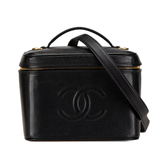 Chanel CC Caviar Vanity Train Case Black