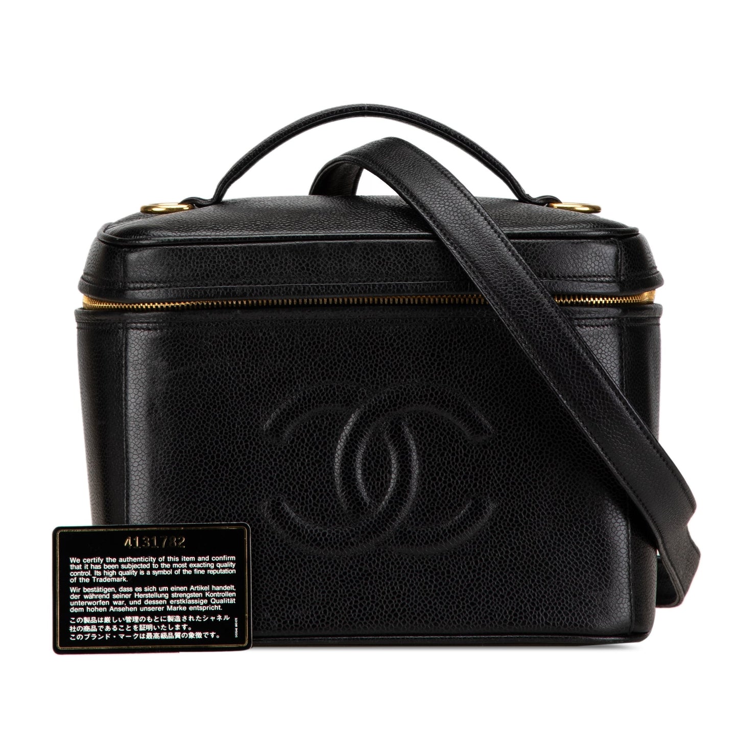 Chanel CC Caviar Vanity Train Case Black