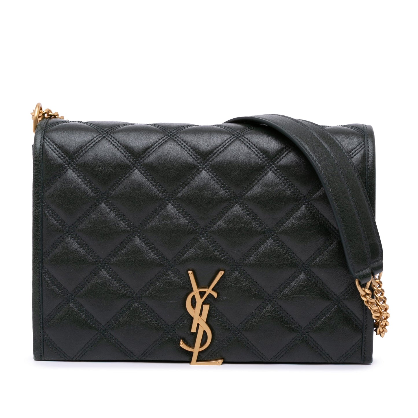 Saint Laurent Small Quilted Lambskin Becky Chain Shoulder Bag Green