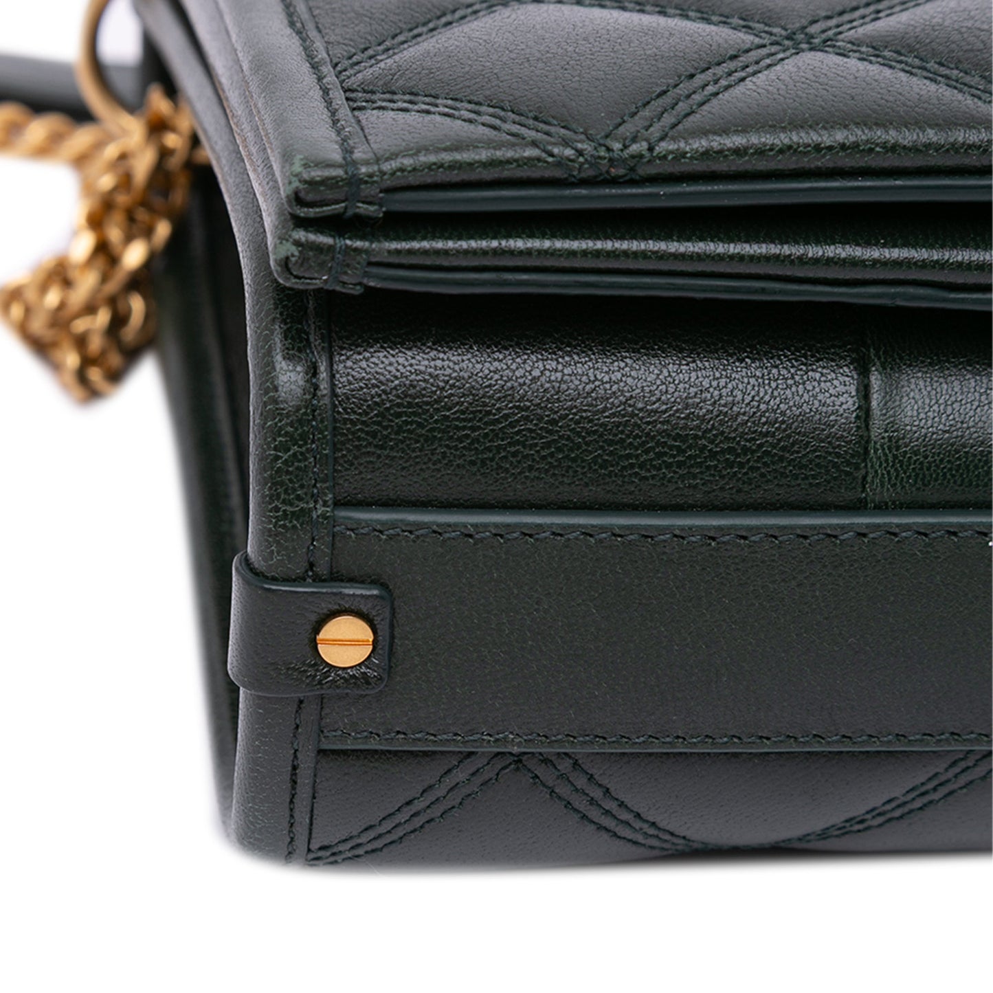 Saint Laurent Small Quilted Lambskin Becky Chain Shoulder Bag Green
