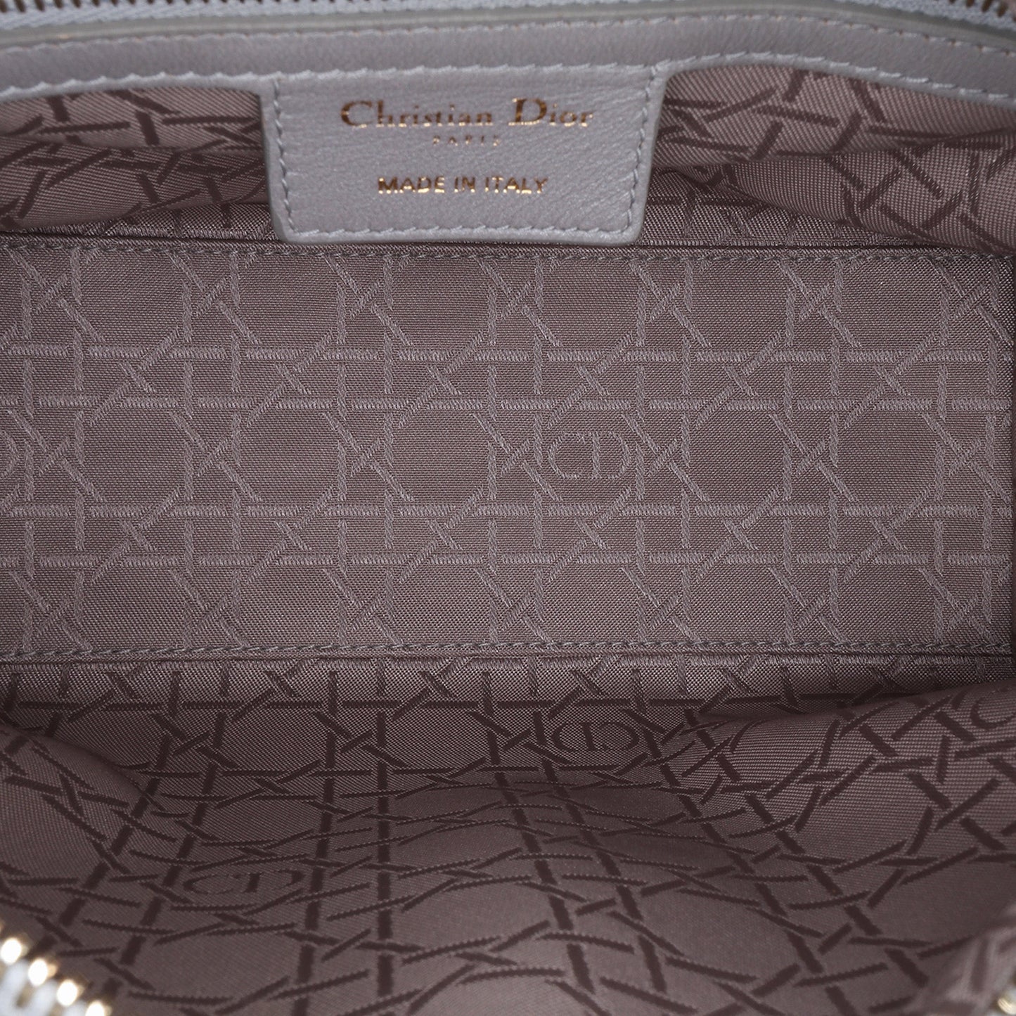 Dior Medium Pearlescent Lambskin Cannage Lady Dior Gray