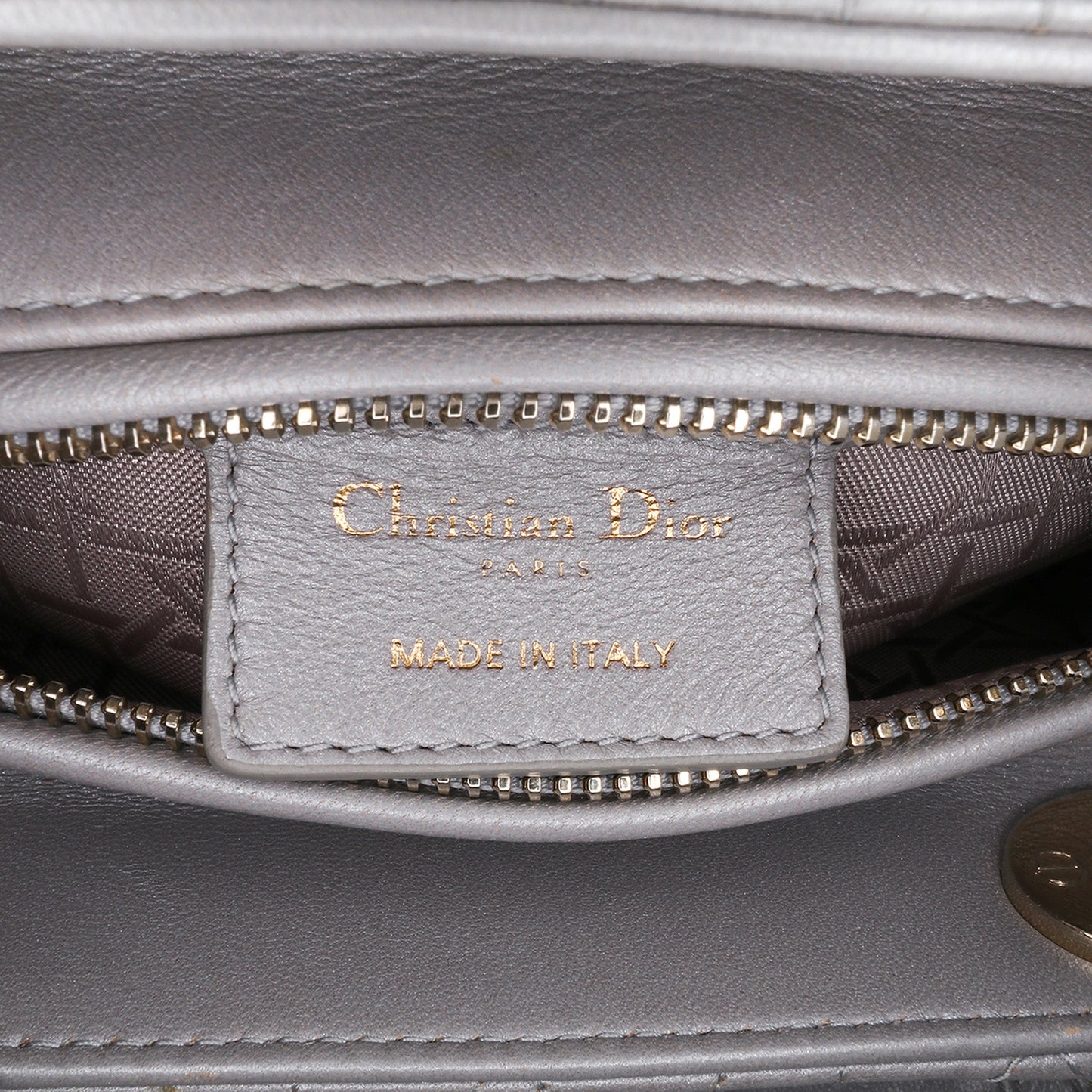 Dior Medium Pearlescent Lambskin Cannage Lady Dior Gray