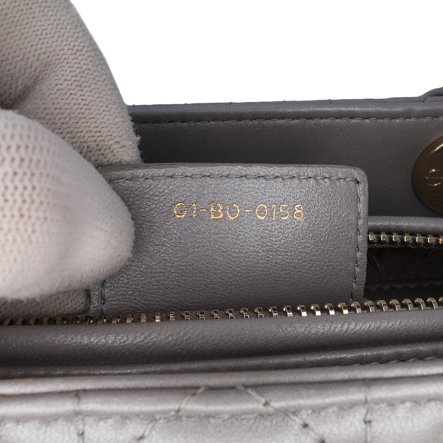 Dior Medium Pearlescent Lambskin Cannage Lady Dior Gray