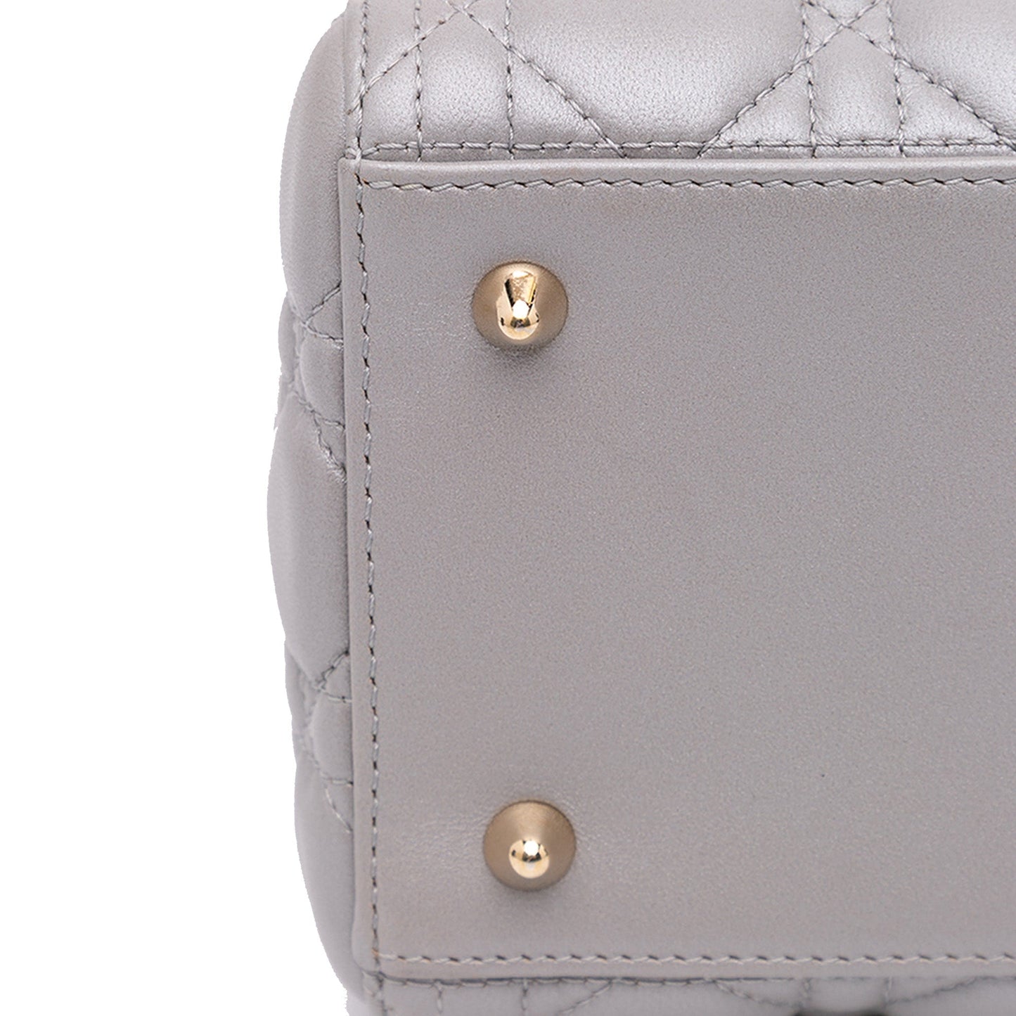 Dior Medium Pearlescent Lambskin Cannage Lady Dior Gray